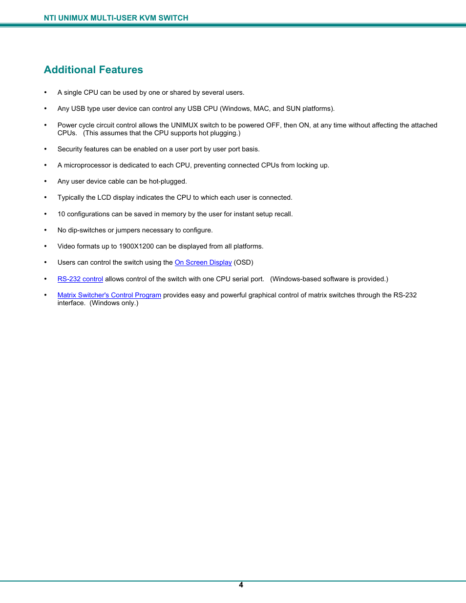 Additional features | UNIMAX Houseware KVM Switch User Manual | Page 9 / 46
