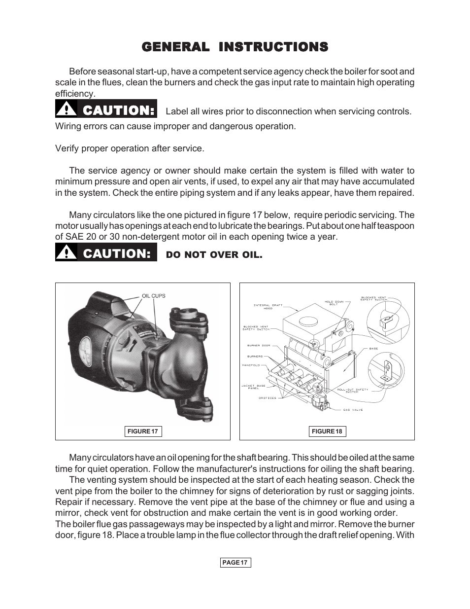 General instructions, Ca caution: ution: ution: ution: ution, Caution | Utica Gas-fired Boiler User Manual | Page 18 / 28