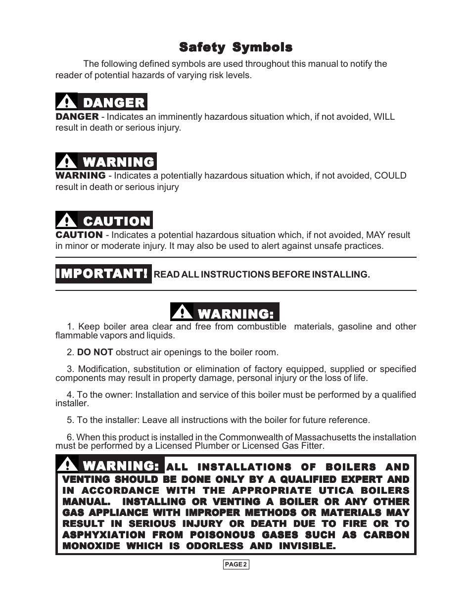 Utica Gas-fired Boiler User Manual | Page 3 / 28