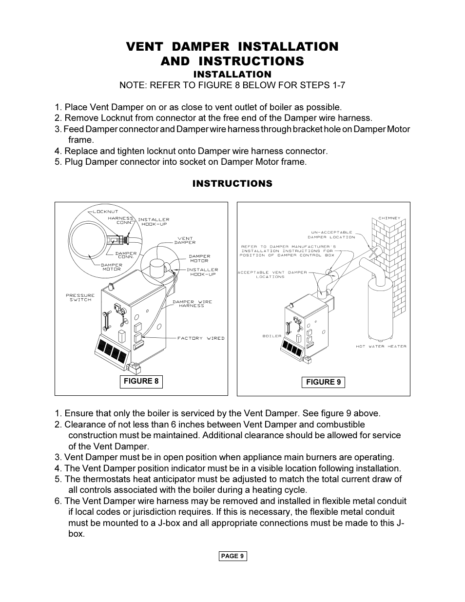 Vent damper installation and instructions | Utica PEG-C User Manual | Page 11 / 28