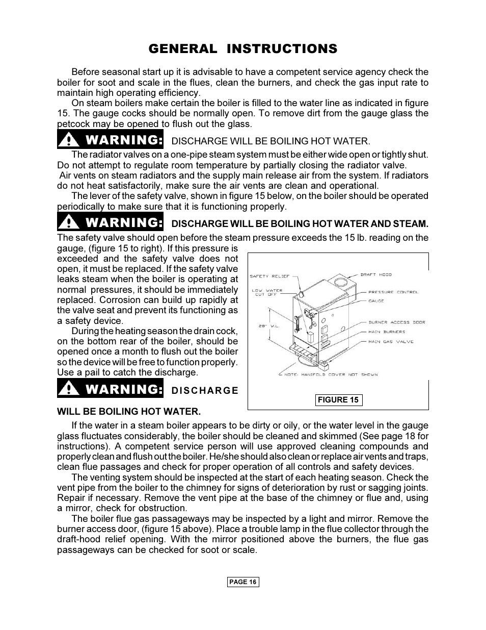 General instructions, Warning | Utica PEG-C User Manual | Page 18 / 28