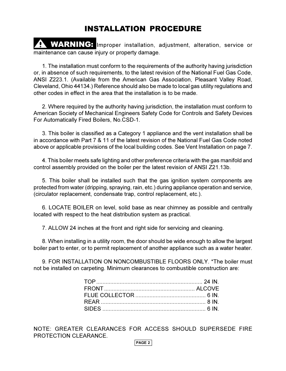 Installation procedure warning | Utica PEG-C User Manual | Page 4 / 28