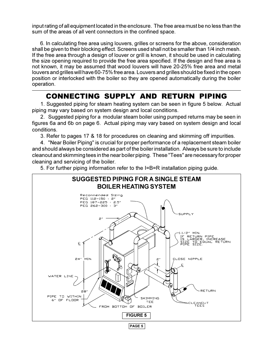 Connecting supply and return piping | Utica PEG-C User Manual | Page 7 / 28