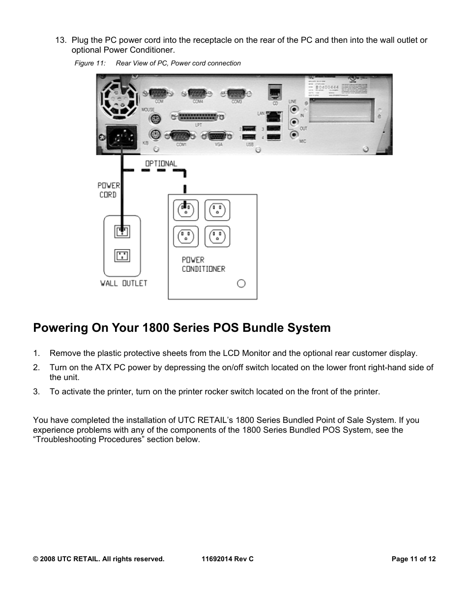 Powering on your 1800 series pos bundle system | Ultimate Technology 1800 User Manual | Page 11 / 12