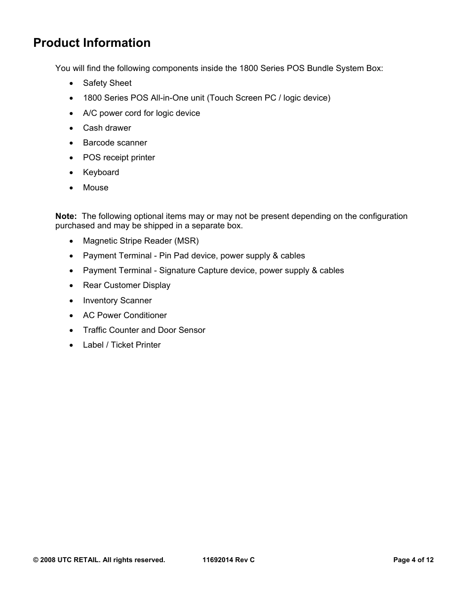 Product information | Ultimate Technology 1800 User Manual | Page 4 / 12
