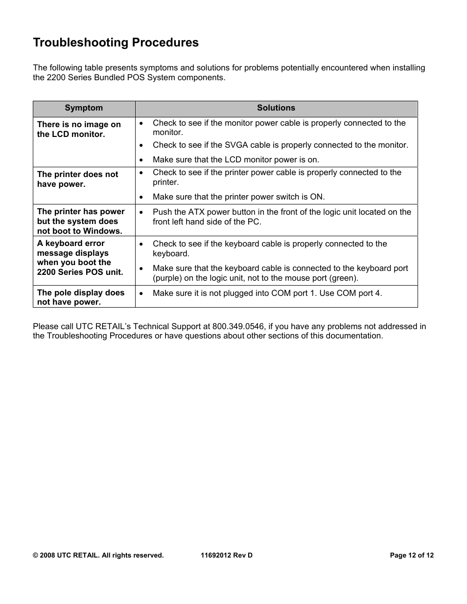 Troubleshooting procedures | Ultimate Technology 2200 User Manual | Page 12 / 12