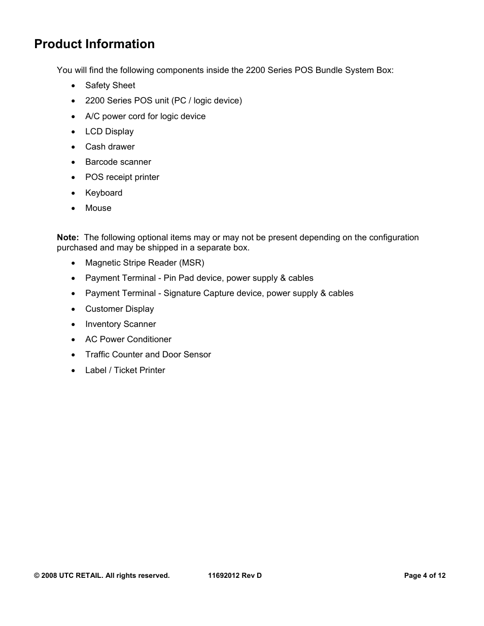 Product information | Ultimate Technology 2200 User Manual | Page 4 / 12