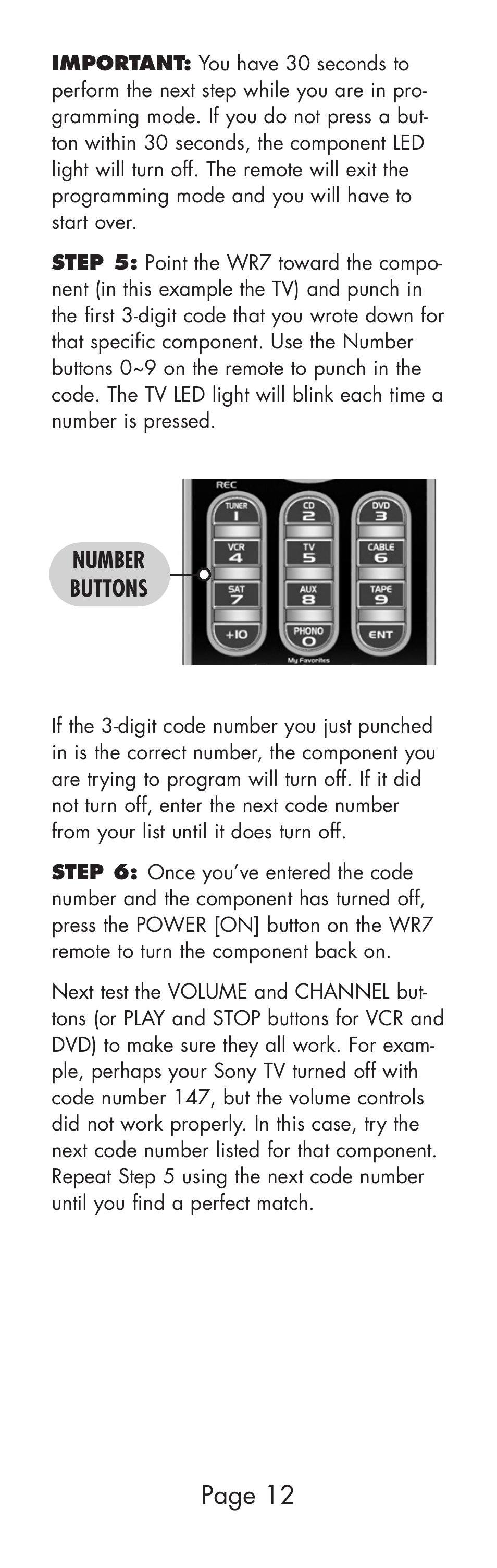 Page 12 | Universal Remote Control (URS) WR7 User Manual | Page 12 / 52