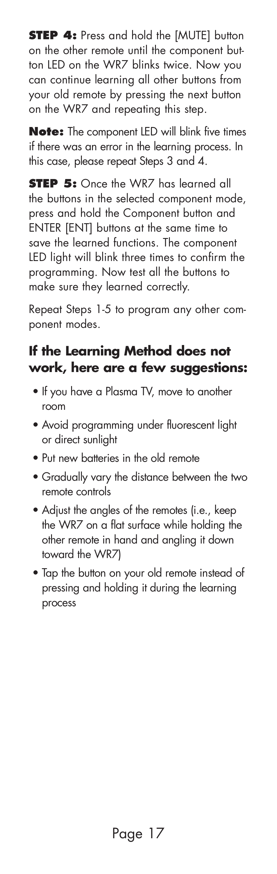 Page 17 | Universal Remote Control (URS) WR7 User Manual | Page 17 / 52