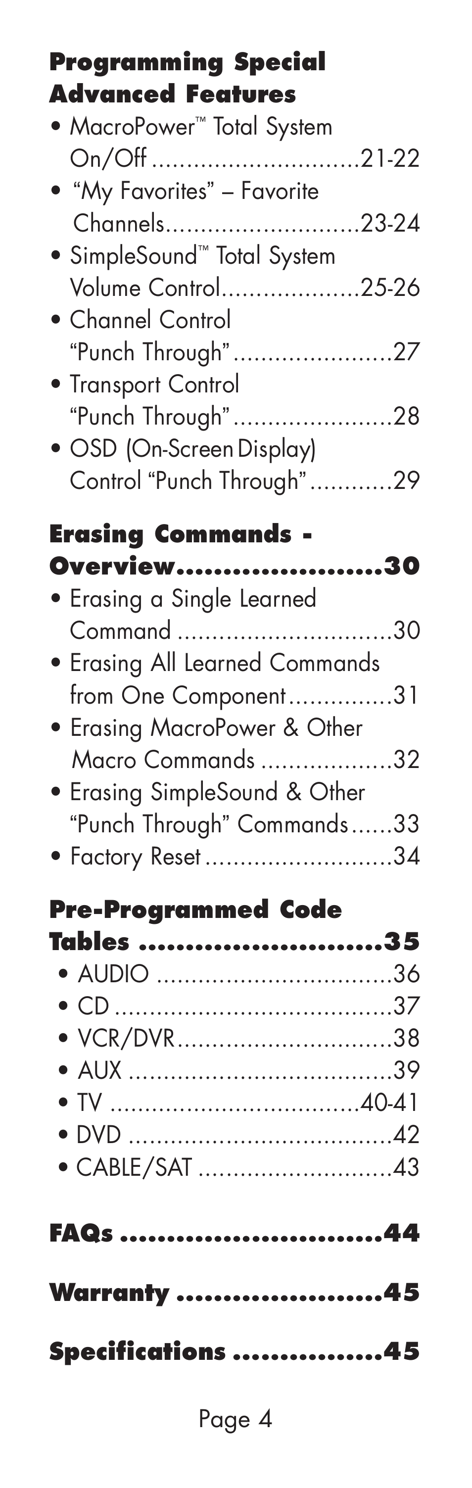 Universal Remote Control (URS) WR7 User Manual | Page 4 / 52