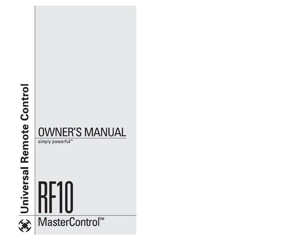 Universal Remote Control (URS) RF10 User Manual | 36 pages