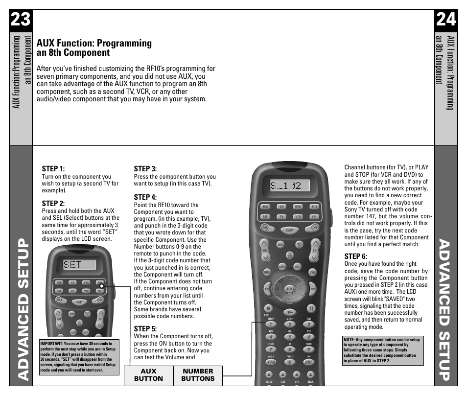 Adv anced setup | Universal Remote Control (URS) RF10 User Manual | Page 13 / 36