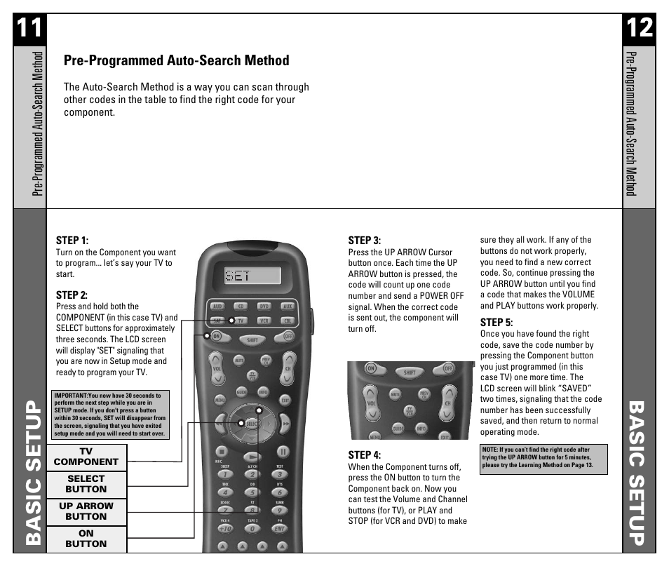 Basic setup | Universal Remote Control (URS) RF10 User Manual | Page 7 / 36