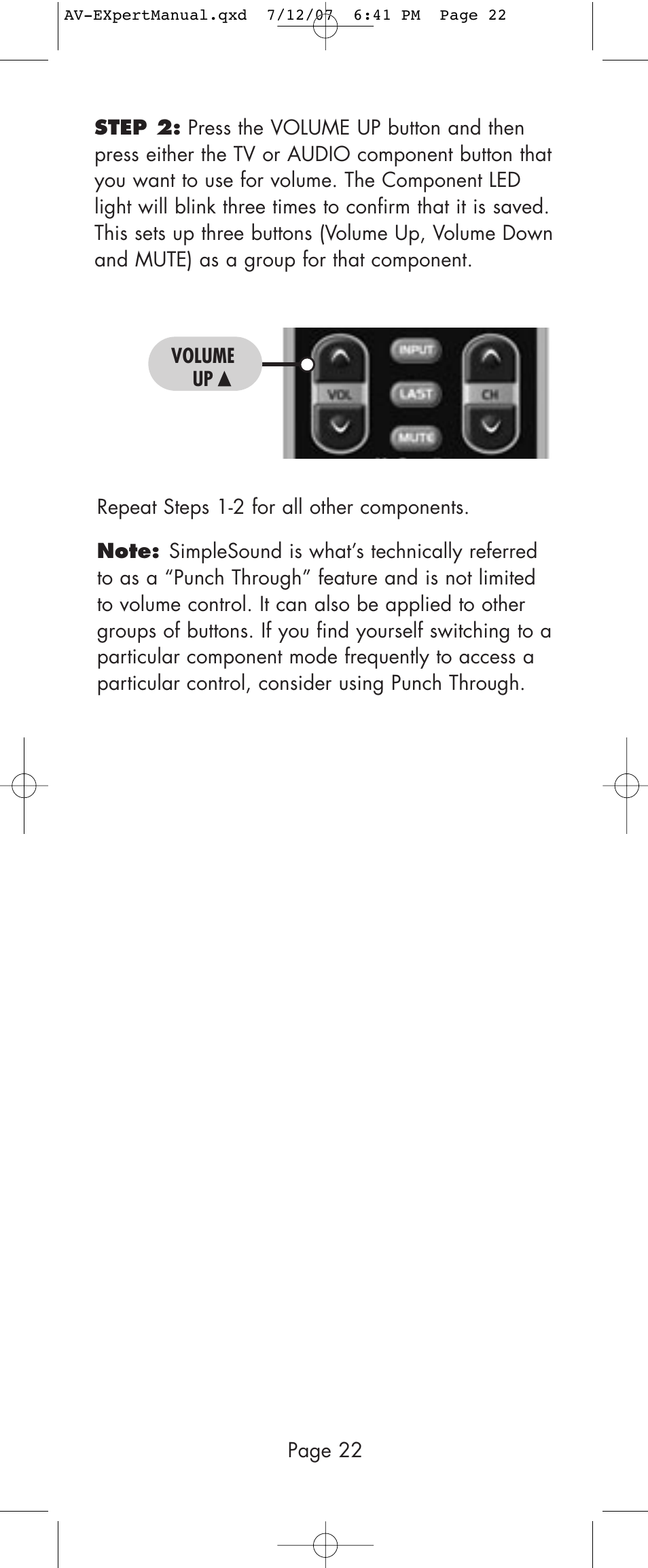 Universal Remote Control (URS) AVEX R6 User Manual | Page 22 / 44