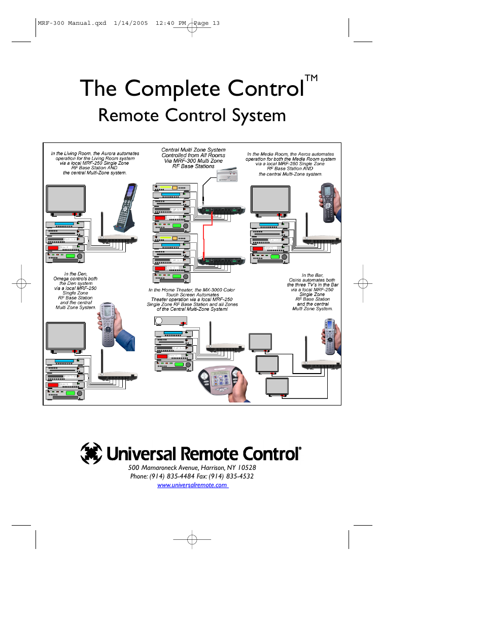 The complete control, Remote control system | Universal Remote Control (URS) RFX150 User Manual | Page 16 / 16