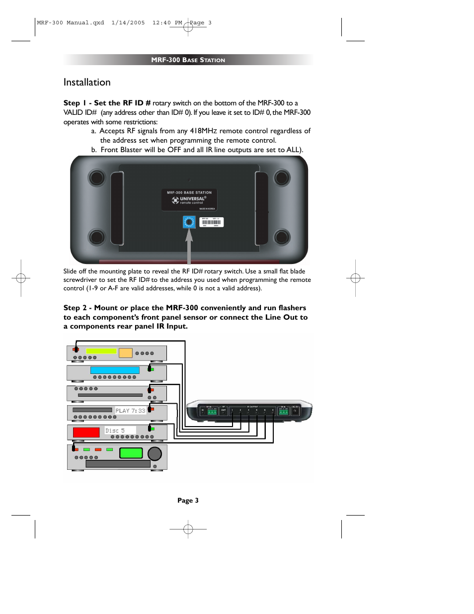 Installation | Universal Remote Control (URS) RFX150 User Manual | Page 6 / 16