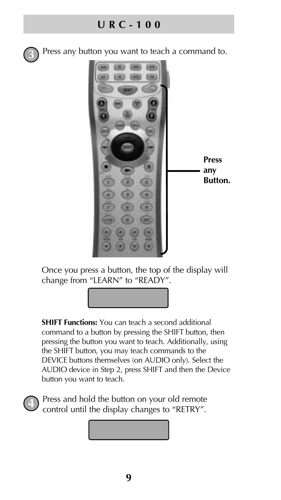 Ready retry | Universal Remote Control (URS) Unifier URC-100 User Manual | Page 11 / 52