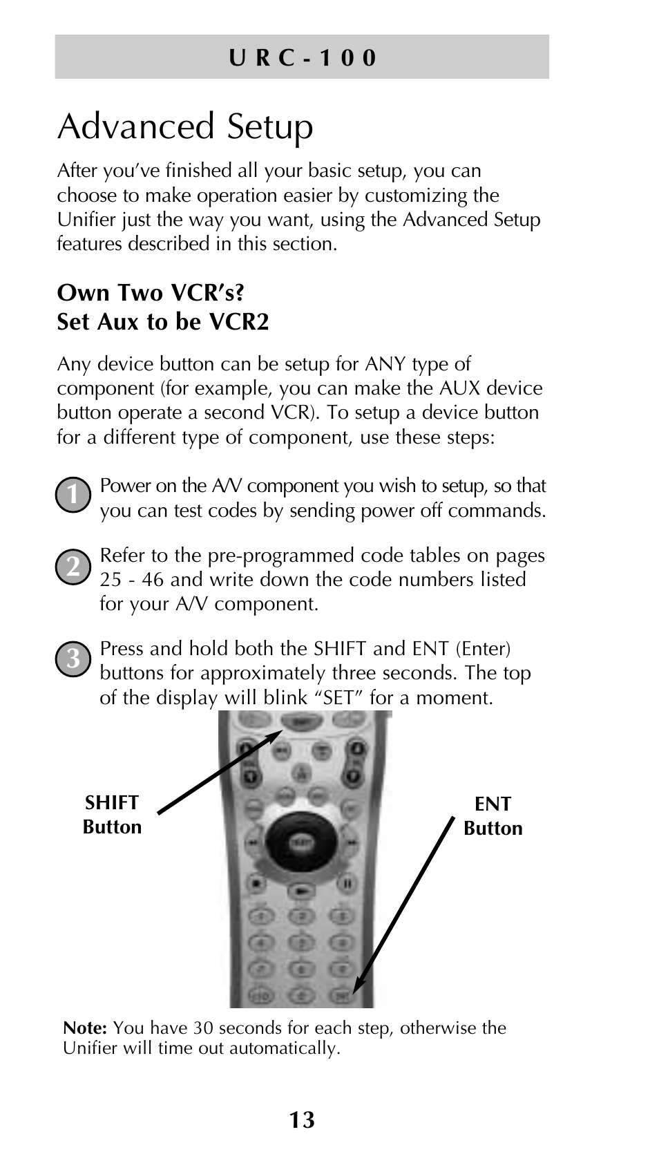 Advanced setup | Universal Remote Control (URS) Unifier URC-100 User Manual | Page 15 / 52
