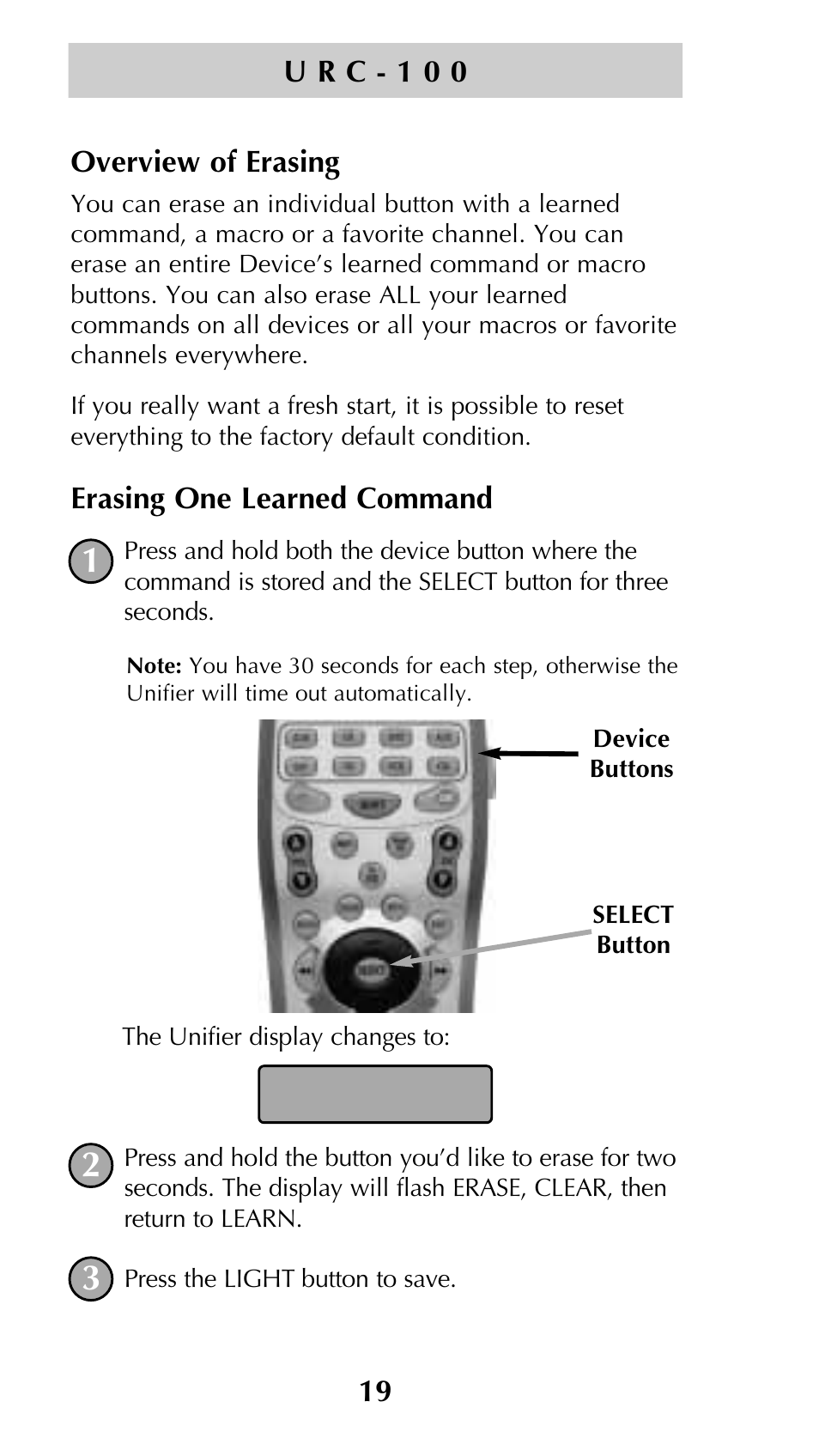 Learn | Universal Remote Control (URS) Unifier URC-100 User Manual | Page 21 / 52