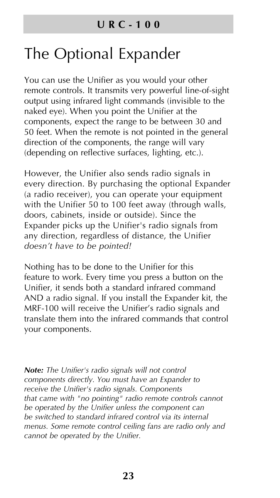 The optional expander | Universal Remote Control (URS) Unifier URC-100 User Manual | Page 25 / 52