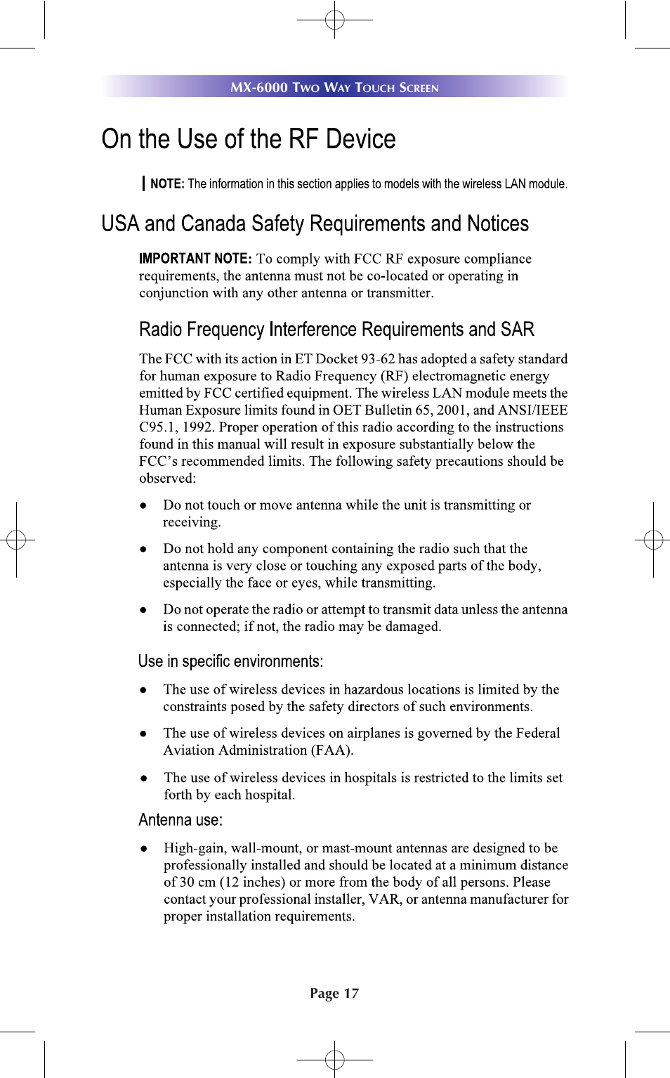 Universal Remote Control (URS) MX-6000 User Manual | Page 17 / 19