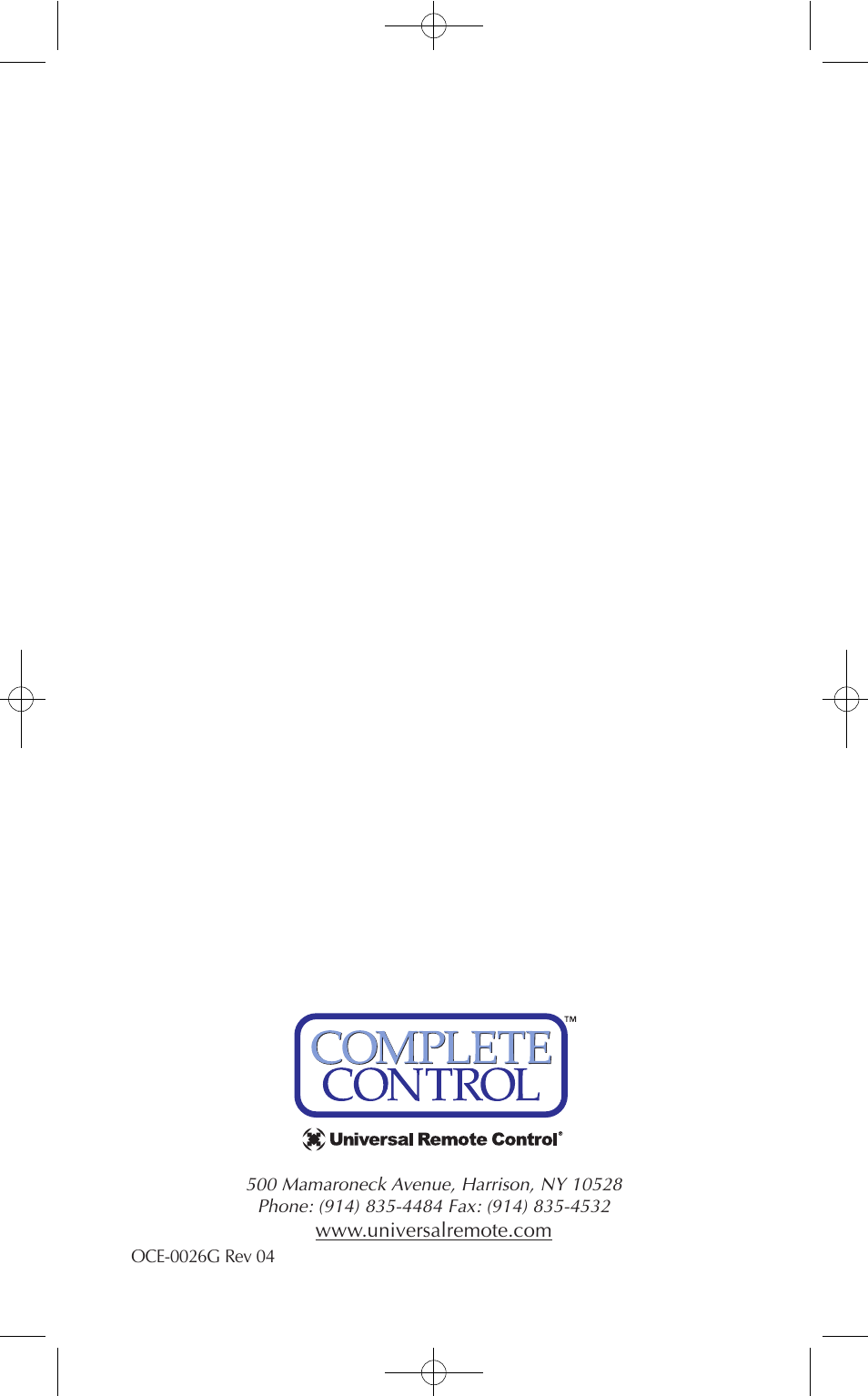 Universal Remote Control (URS) MX-6000 User Manual | Page 19 / 19