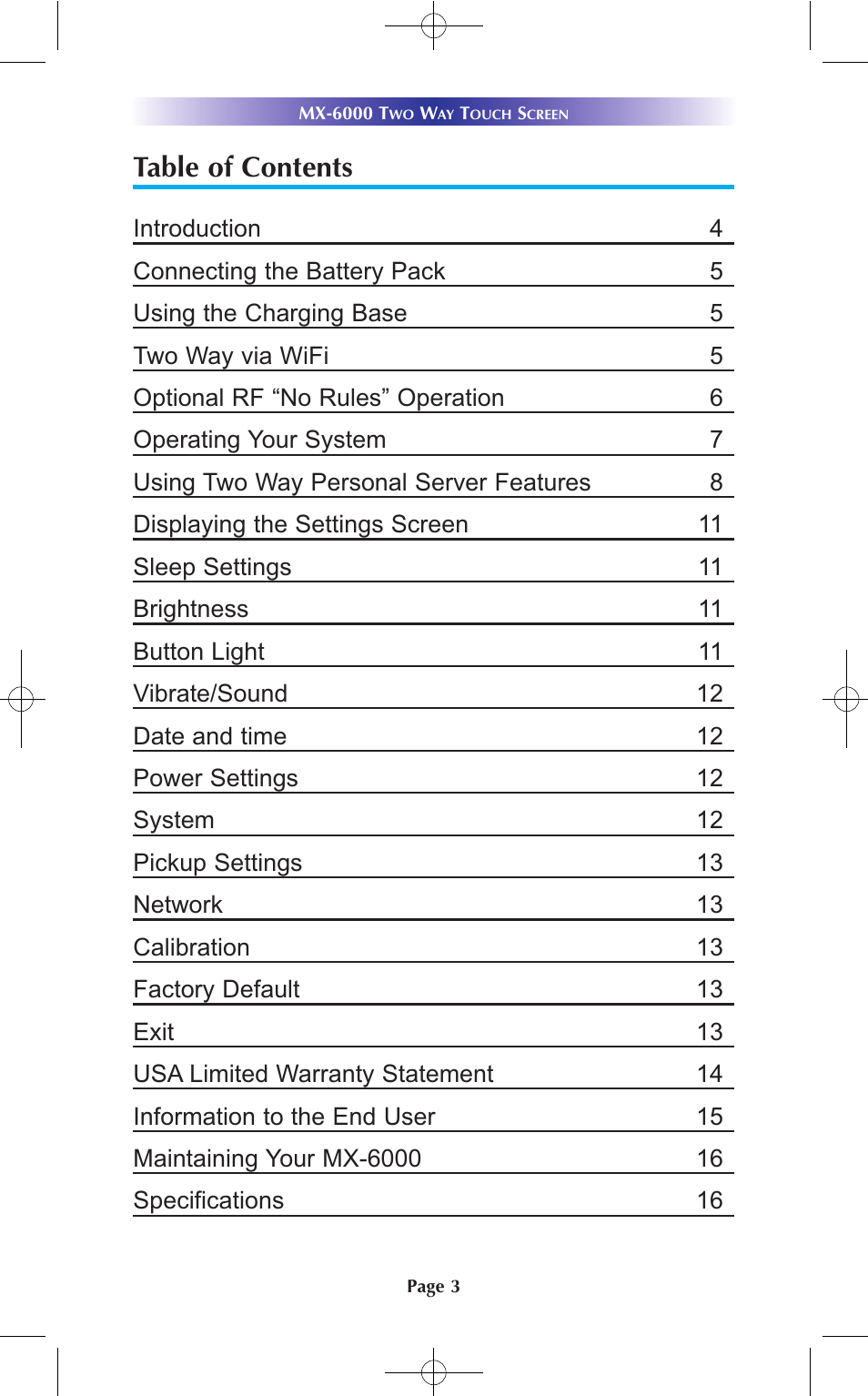 Universal Remote Control (URS) MX-6000 User Manual | Page 3 / 19