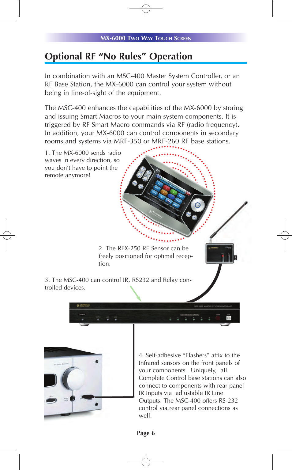 Optional rf “no rules” operation | Universal Remote Control (URS) MX-6000 User Manual | Page 6 / 19
