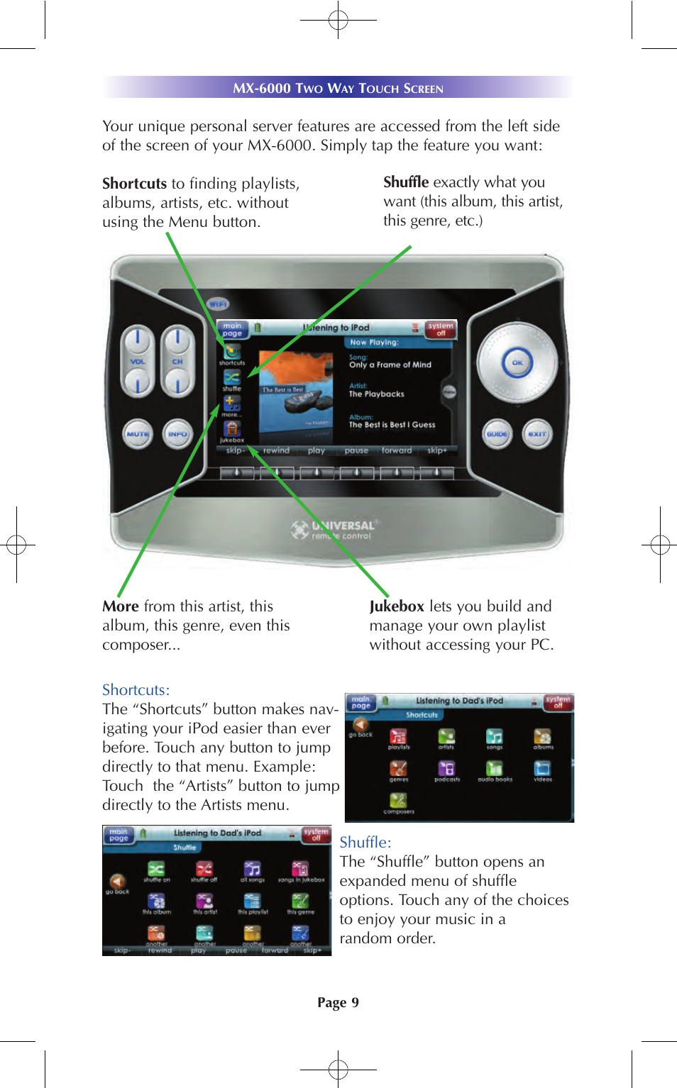 Universal Remote Control (URS) MX-6000 User Manual | Page 9 / 19