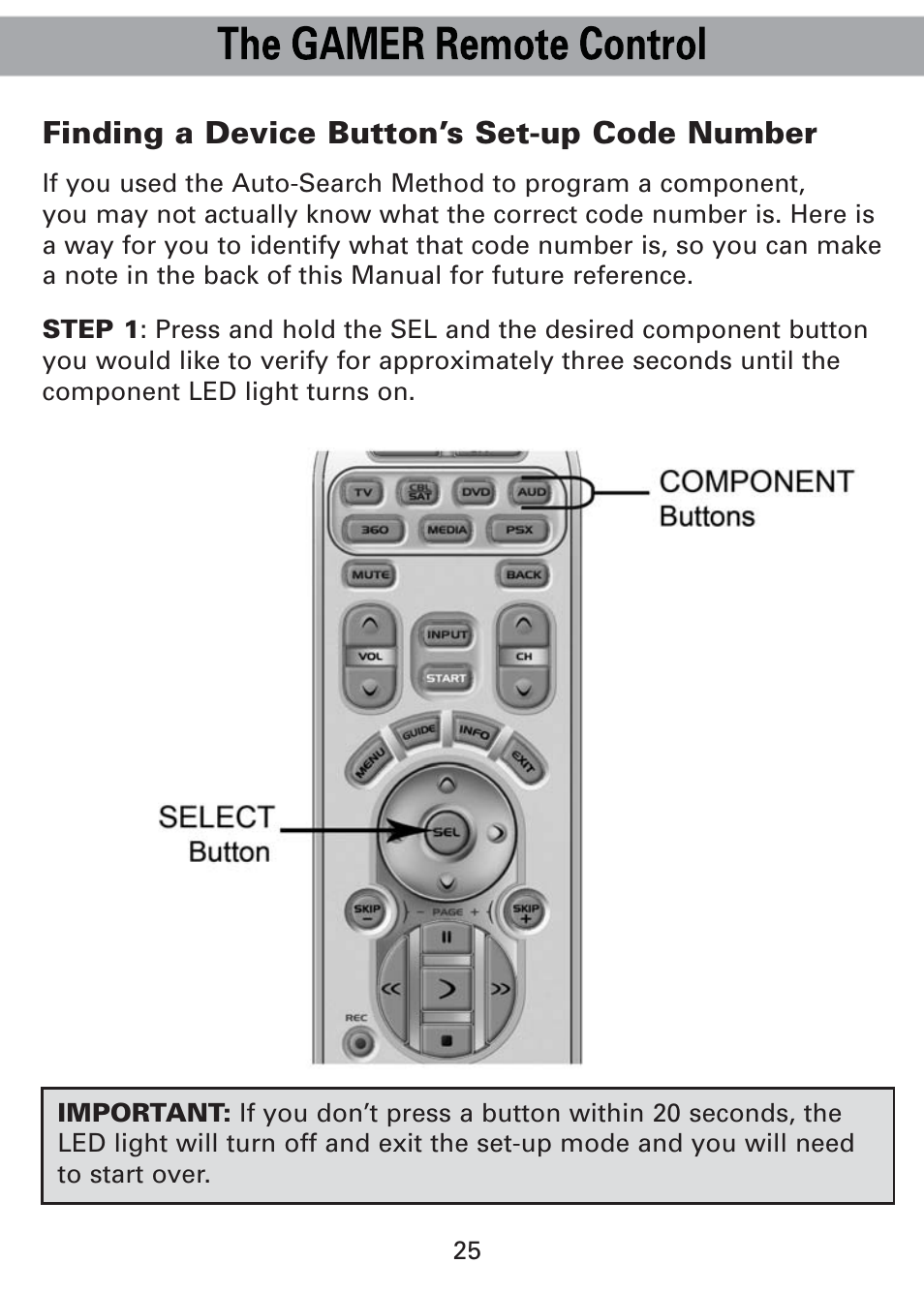 Finding a device button’s set-up code number | Universal Remote Control (URS) Universl Remote User Manual | Page 27 / 112