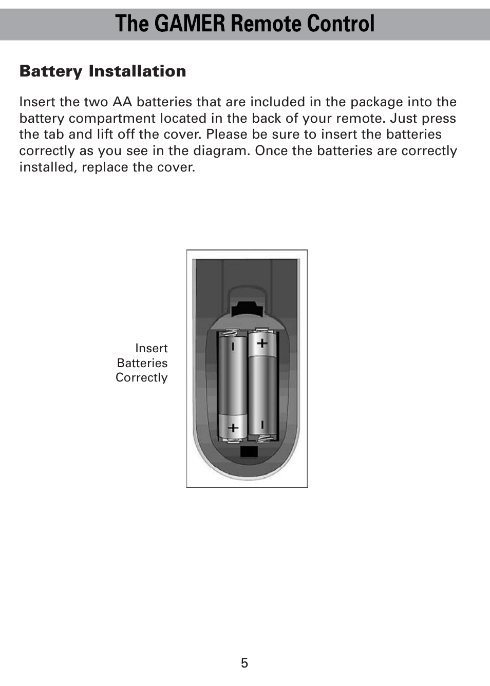 Battery installation | Universal Remote Control (URS) Universl Remote User Manual | Page 7 / 112