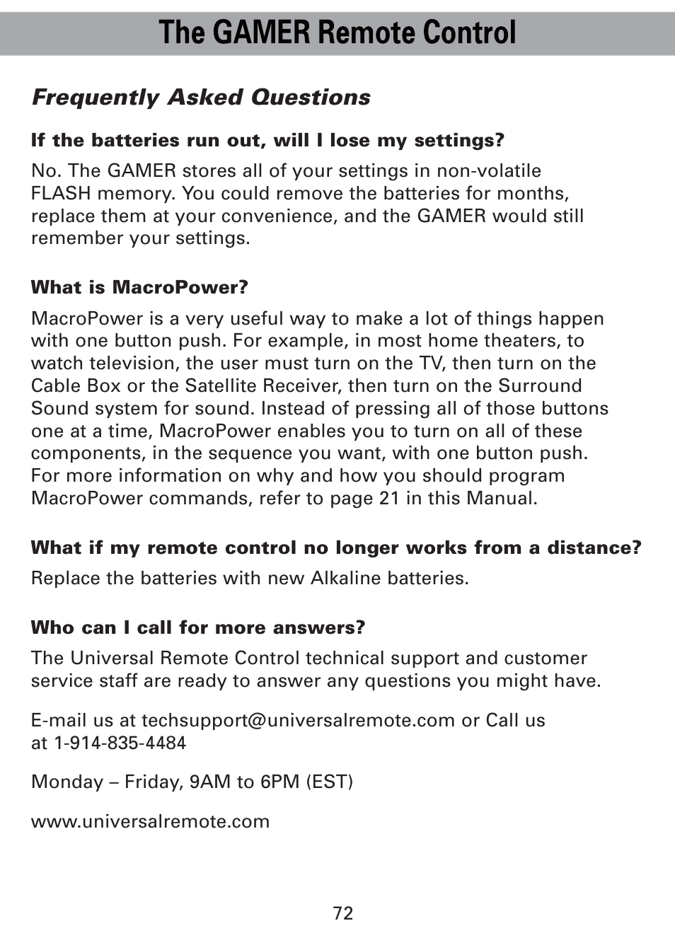 Frequently asked questions | Universal Remote Control (URS) Universl Remote User Manual | Page 74 / 112