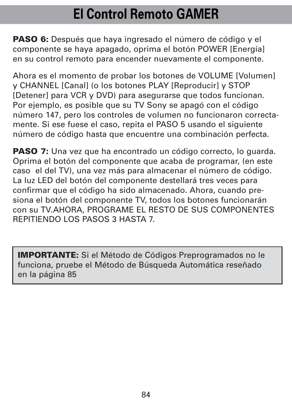 Universal Remote Control (URS) Universl Remote User Manual | Page 88 / 112