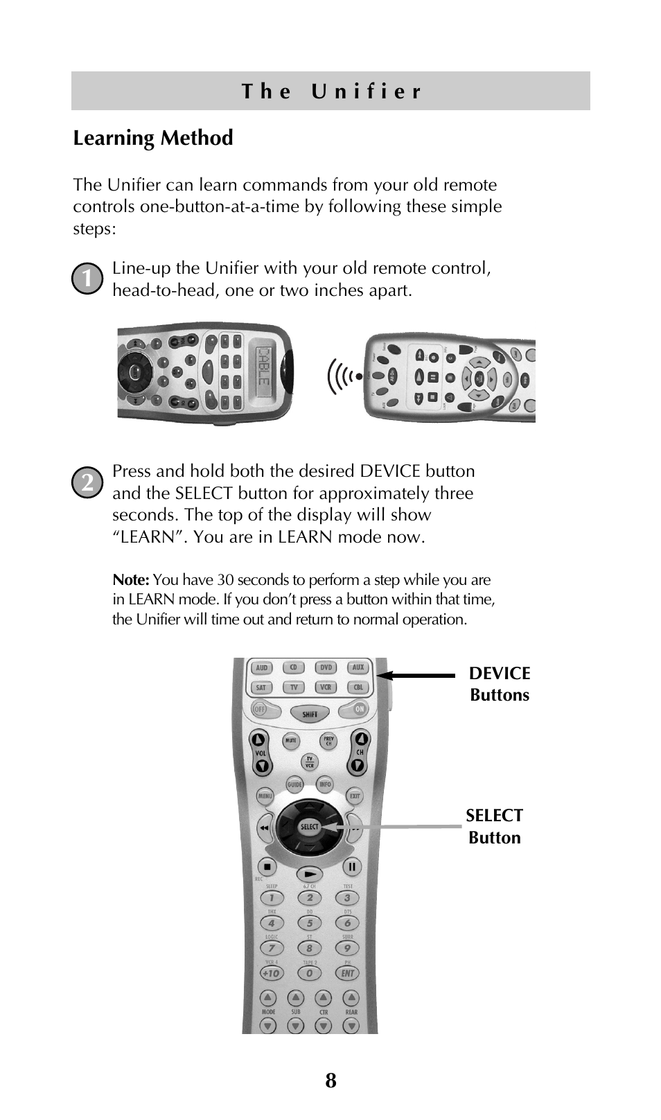 Universal Remote Control (URS) UNIFIERTM URC-100 User Manual | Page 10 / 56