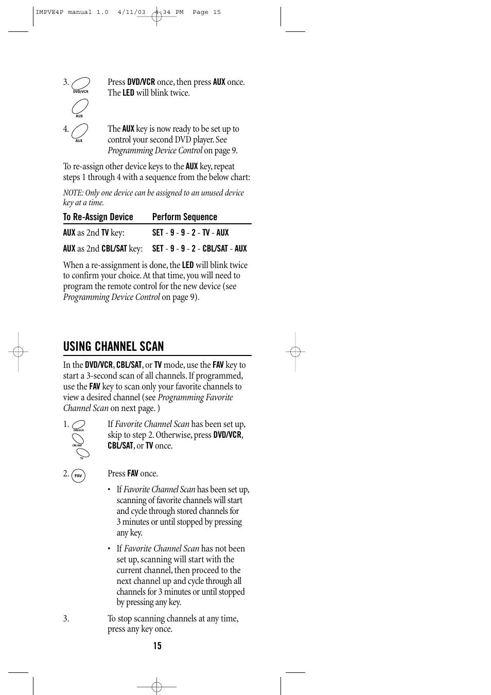 Using channel scan | Universal Remote Control (URS) URC-4041 User Manual | Page 15 / 36