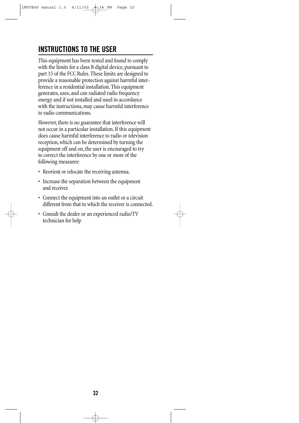 Instructions to the user | Universal Remote Control (URS) URC-4041 User Manual | Page 32 / 36