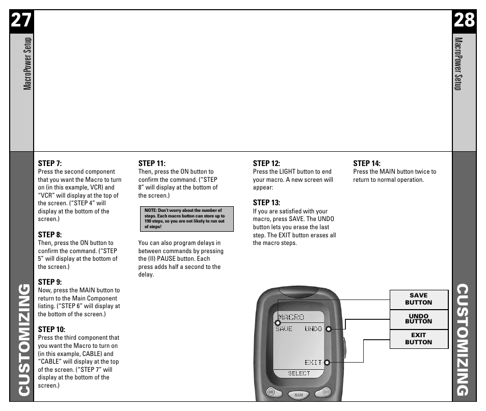 Customizing | Universal Remote Control (URS) RF30 User Manual | Page 15 / 35