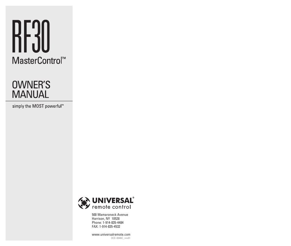 Universal Remote Control (URS) RF30 User Manual | Page 35 / 35