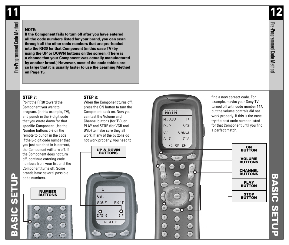 Basic setup | Universal Remote Control (URS) RF30 User Manual | Page 7 / 35