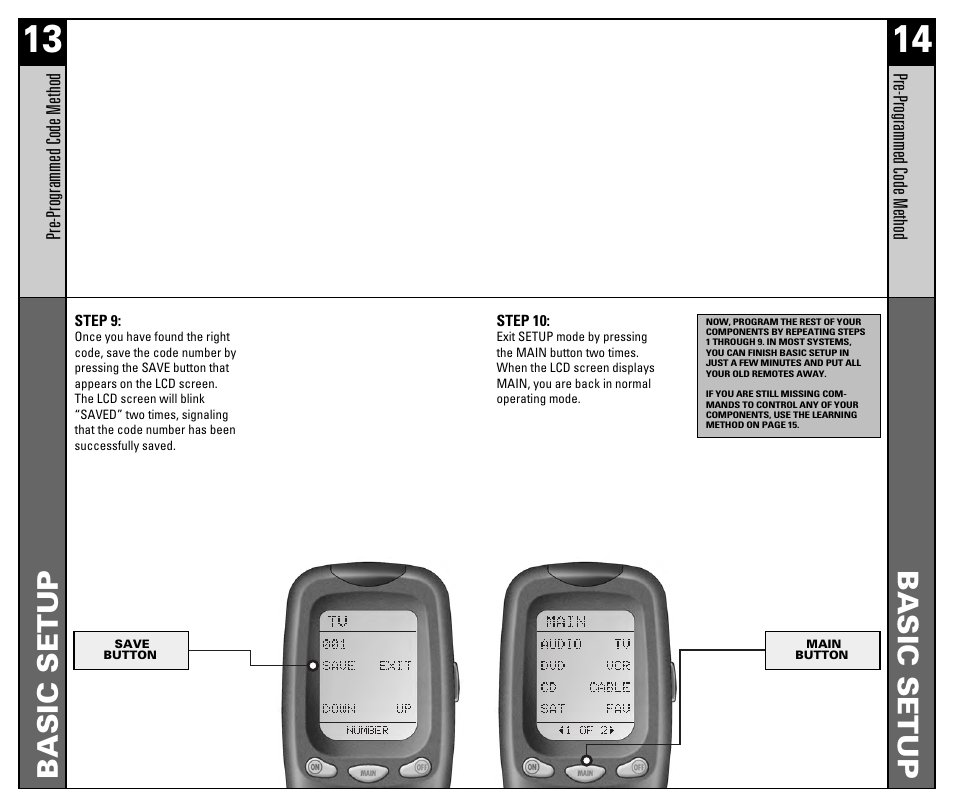 Basic setup | Universal Remote Control (URS) RF30 User Manual | Page 8 / 35