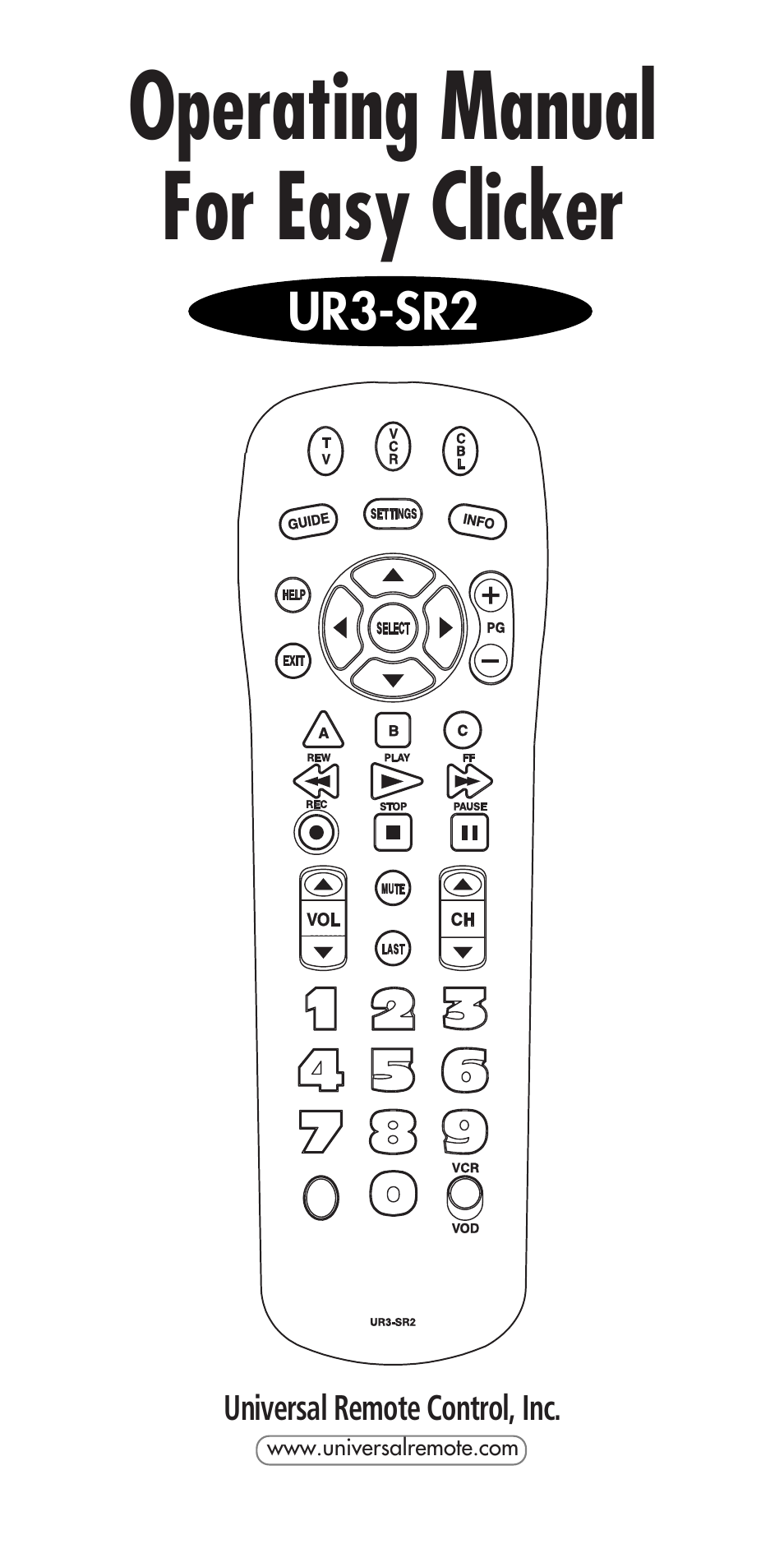 Universal Remote Control (URS) UR3-SR2 User Manual | 20 pages