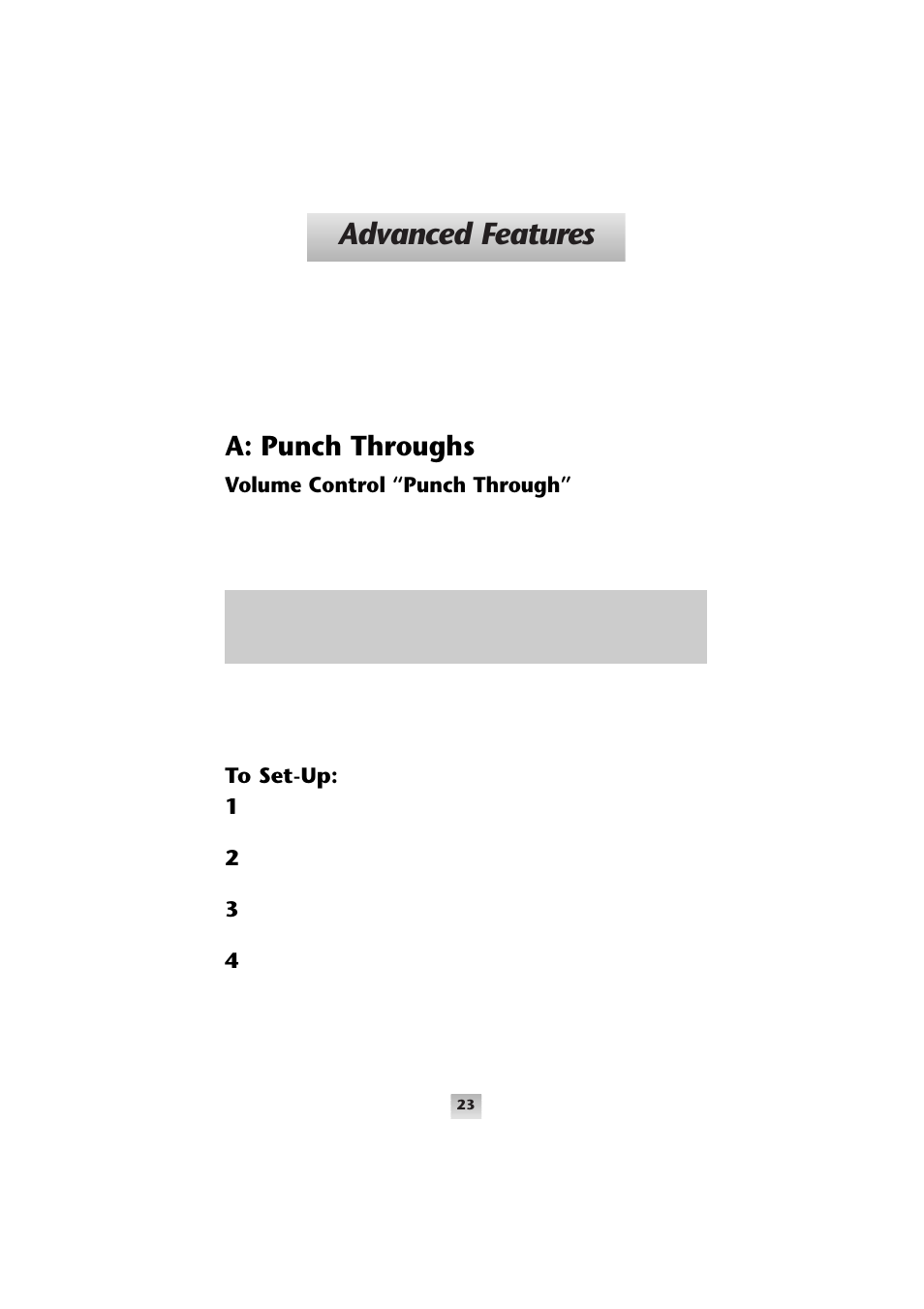 Advanced features, A: punch throughs | Universal Remote Control (URS) Home Theater Master SL-9000 User Manual | Page 24 / 59