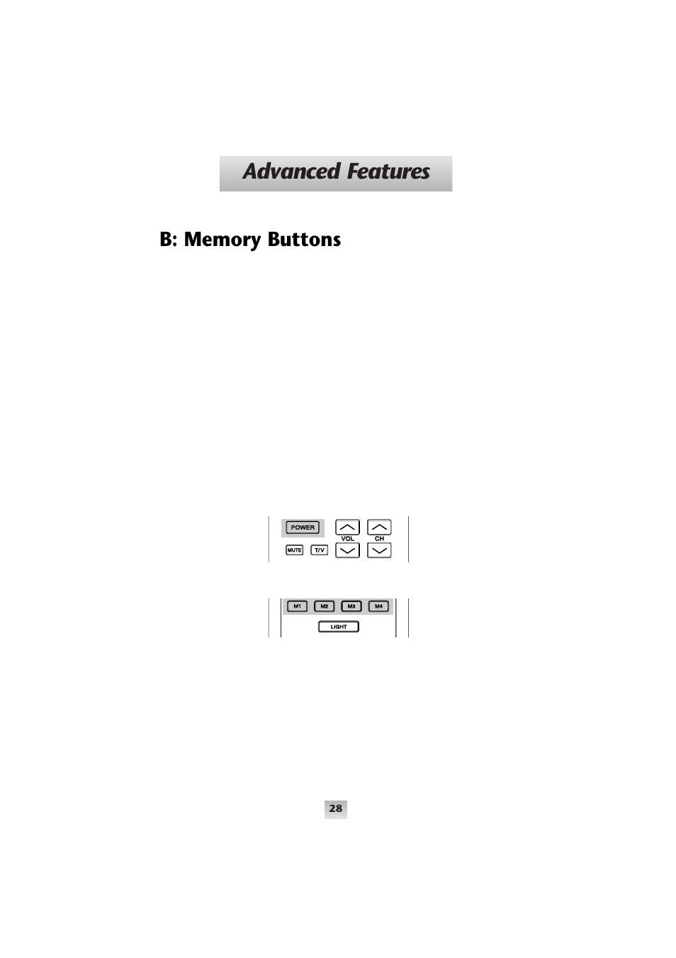 Advanced features, Power button | Universal Remote Control (URS) Home Theater Master SL-9000 User Manual | Page 29 / 59