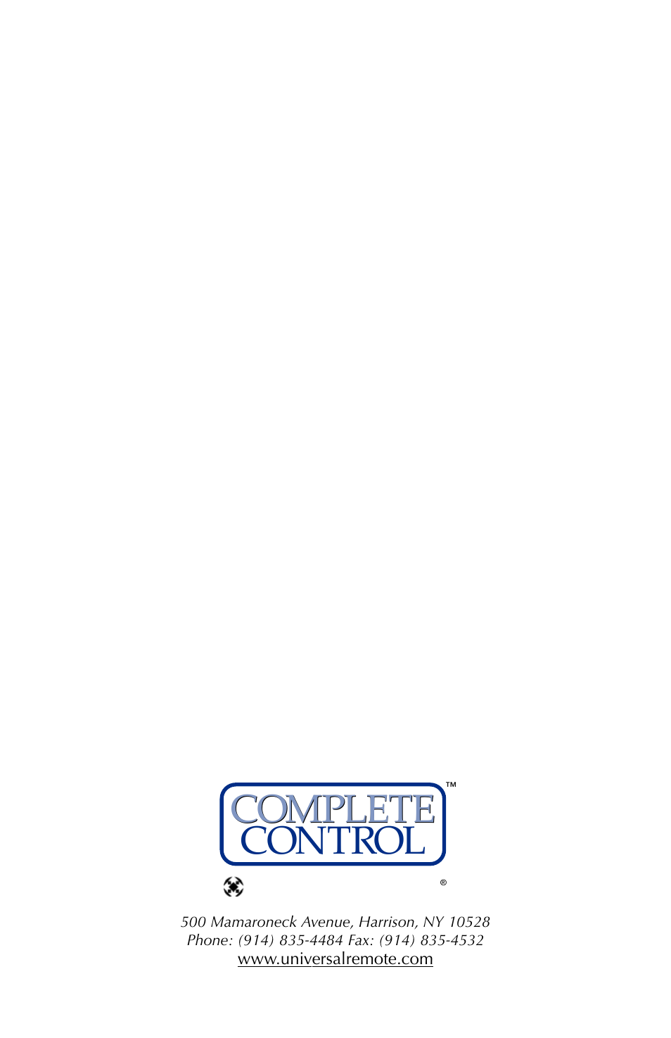 Complete, Control complete | Universal Remote Control (URS) TX-1000 User Manual | Page 16 / 16