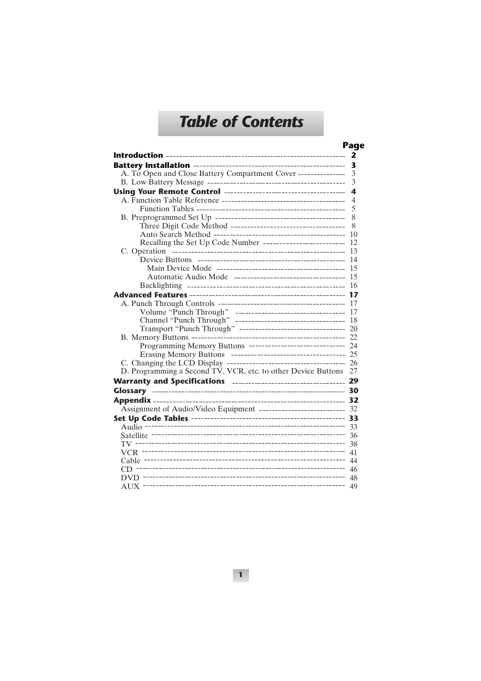 Universal Remote Control (URS) Universal SL-8000 User Manual | Page 2 / 52