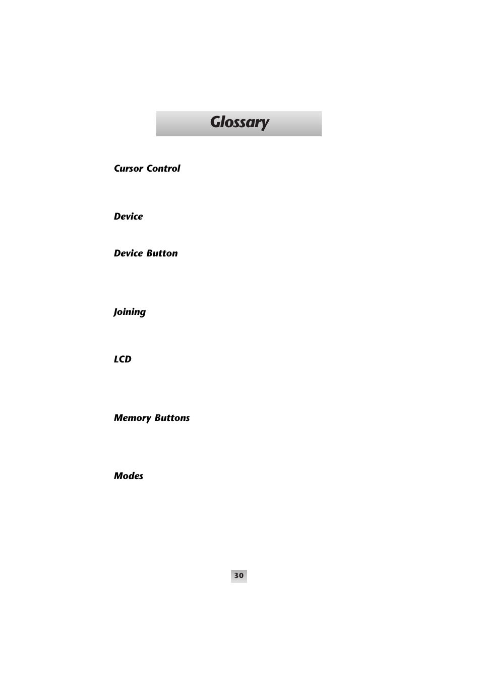 Glossary | Universal Remote Control (URS) Universal SL-8000 User Manual | Page 20 / 52