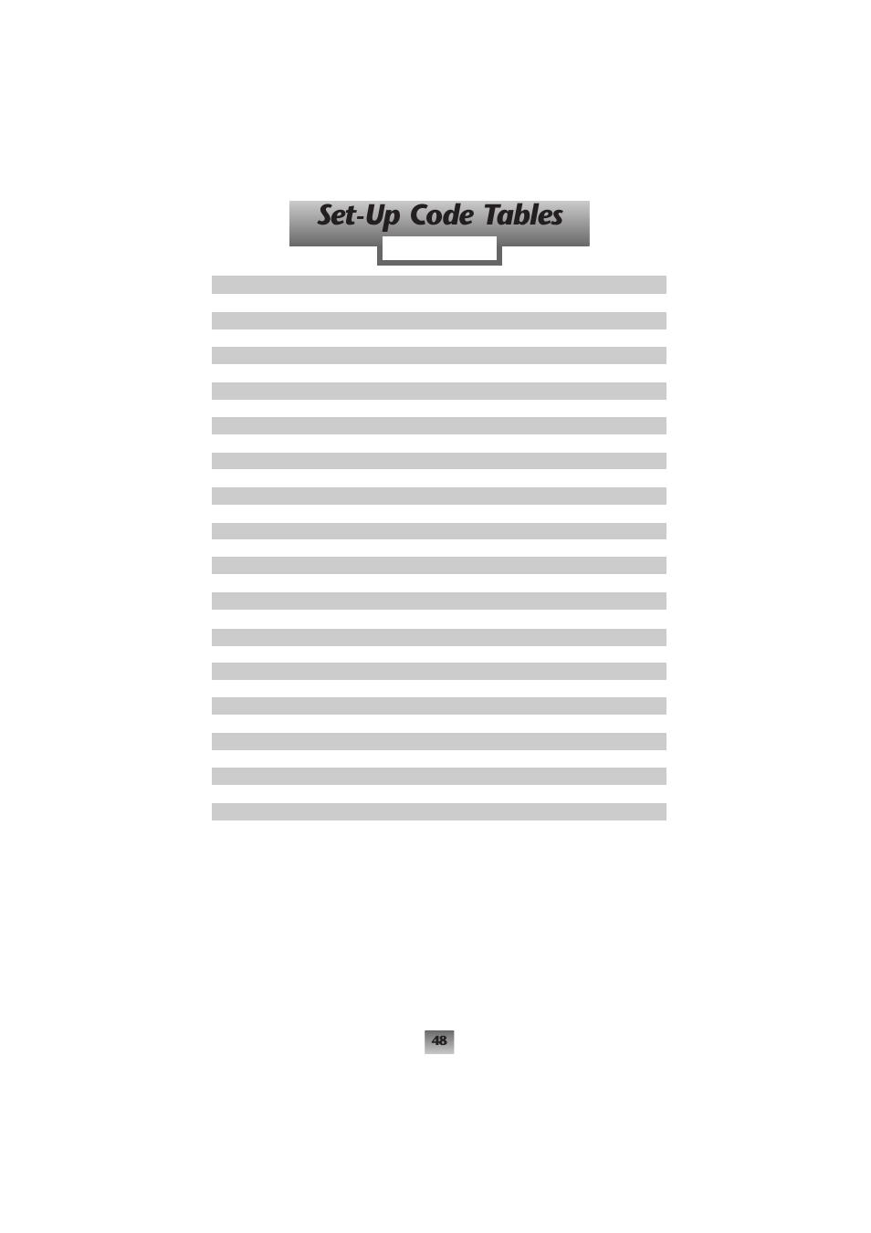 Set-up code tables | Universal Remote Control (URS) Universal SL-8000 User Manual | Page 50 / 52