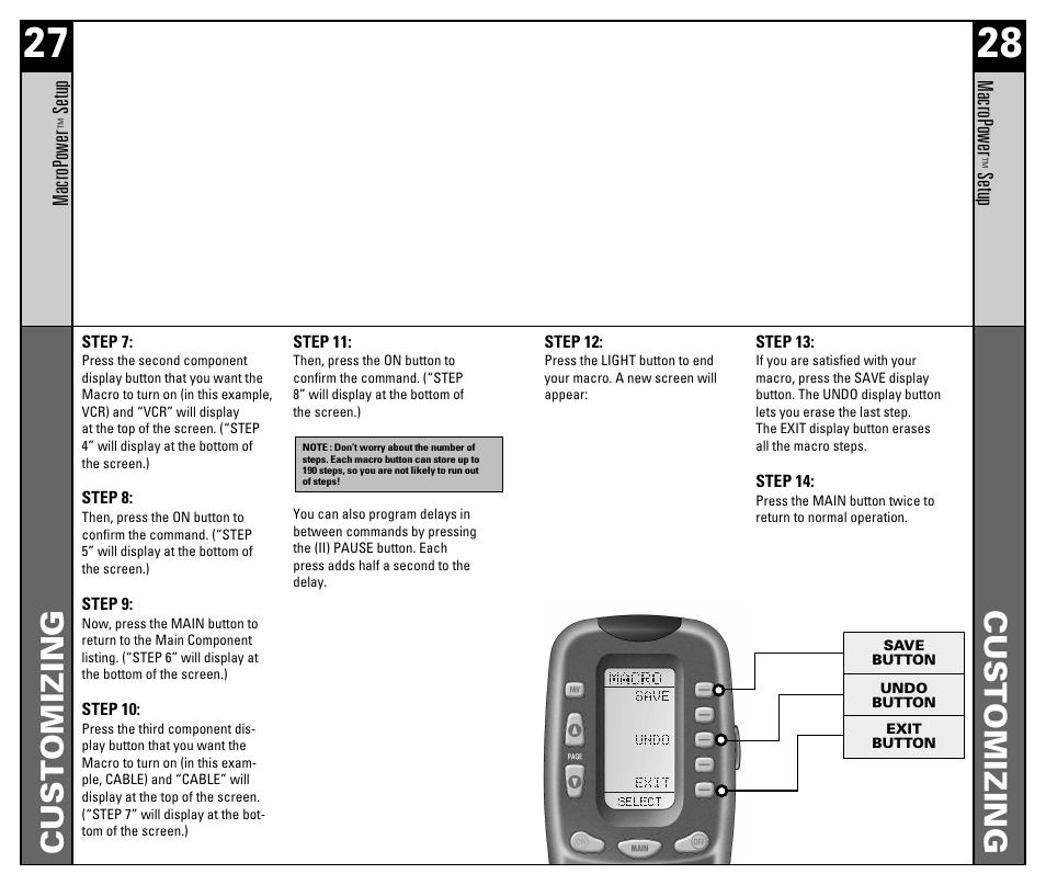 Customizing | Universal Remote Control (URS) RF20 User Manual | Page 15 / 35