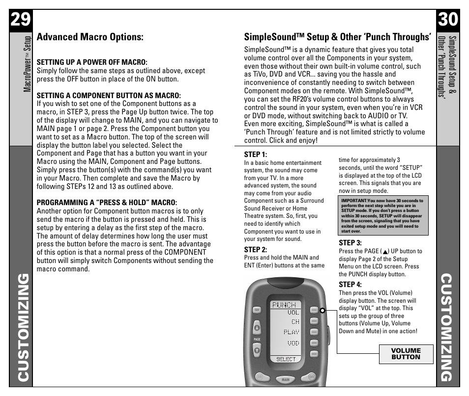 Customizing | Universal Remote Control (URS) RF20 User Manual | Page 16 / 35