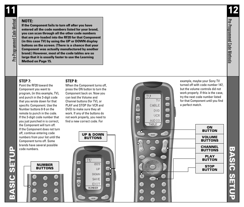 Basic setup | Universal Remote Control (URS) RF20 User Manual | Page 7 / 35